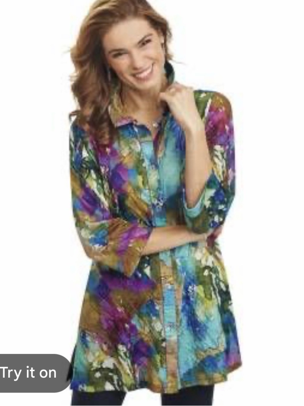 NWT Parsley & Sage Abstract Print Tunic Button Up.